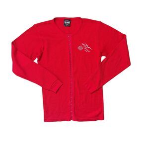 Harley Davidson Red Women's Thermal Long Sleeve Size M with Hook-and-eye placket